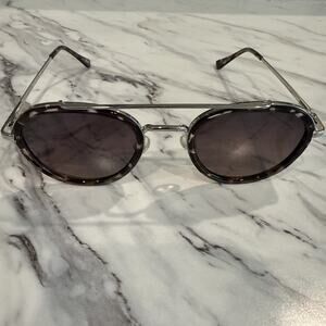 Laundry by Design LD263 Women's Oval Sunglasses Animal And Silver